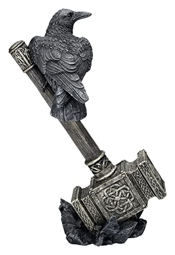 Thor's Hammer Figure with Raven Viking Odin Decor