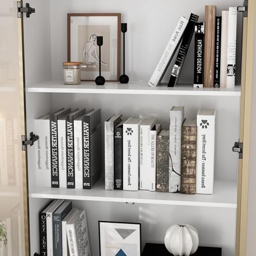 FAMAPY Glass Door Display Cabinet with Lights