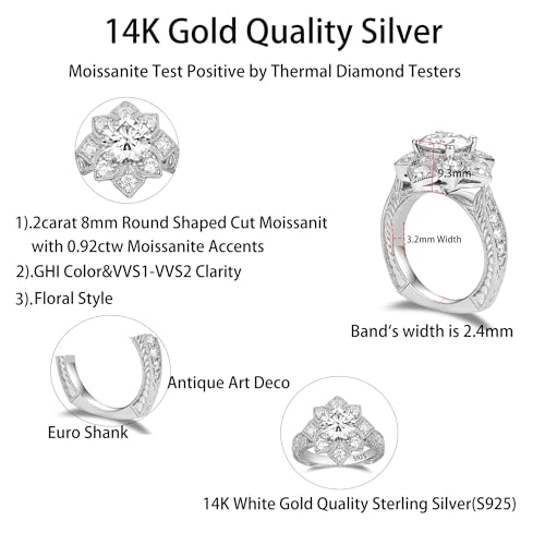 DovEggs Moissanite Engagement Ring 14K Gold Sterling Silver