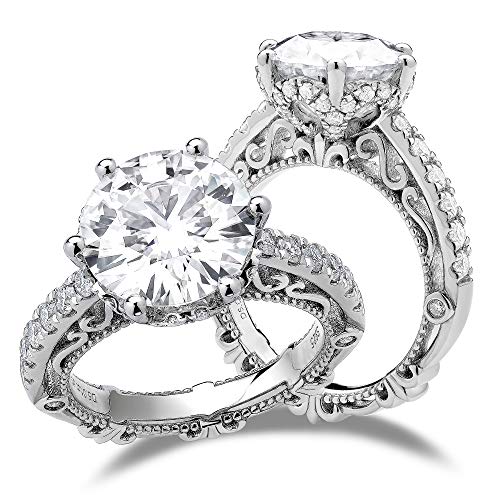 Vintage Heart Arrows Cut Moissanite Engagement Ring 14k