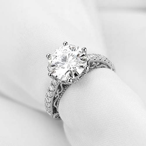 Vintage Heart Arrows Cut Moissanite Engagement Ring 14k