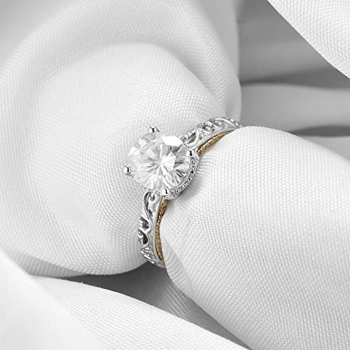 Vintage Oval Moissanite Engagement Ring with Gold Accents