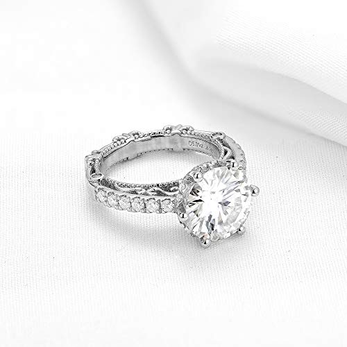 Vintage Heart Arrows Cut Moissanite Engagement Ring 14k