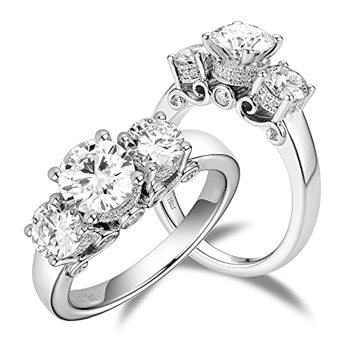 Vintage Moissanite Engagement Ring in 14K Gold-Sterling Silver