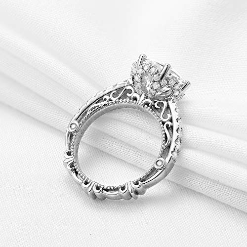 Vintage Heart Arrows Cut Moissanite Engagement Ring 14k