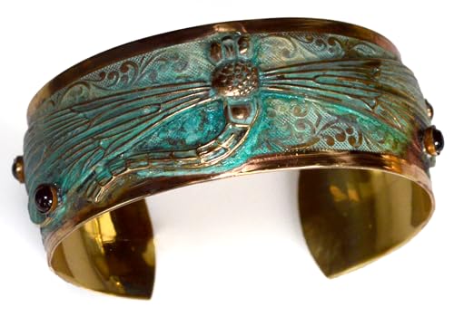 Elaine Coyne Dragonfly Cuff Bracelet with Genuine Garnet