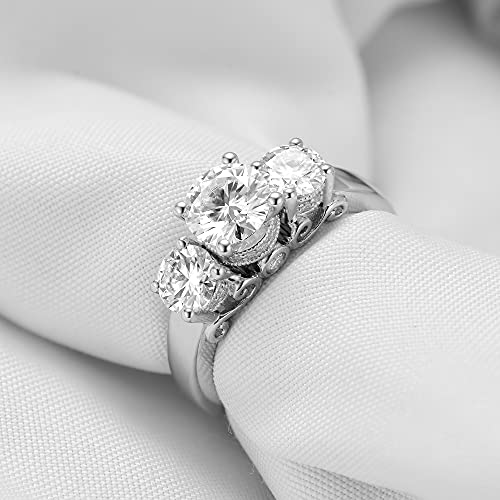 Vintage Moissanite Engagement Ring in 14K Gold-Sterling Silver