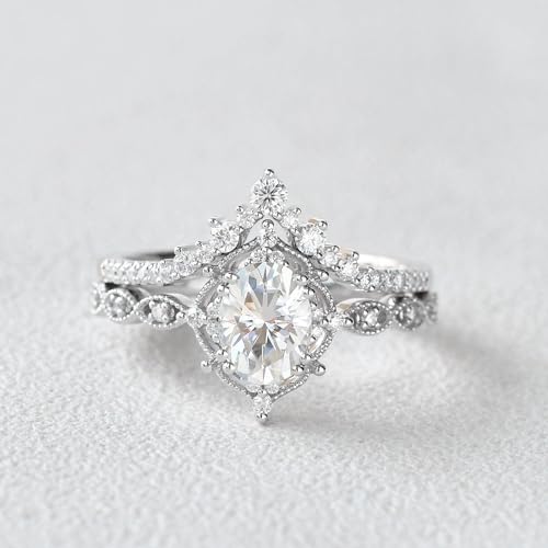925 Silver Moissanite Engagement Rings Set V Shape