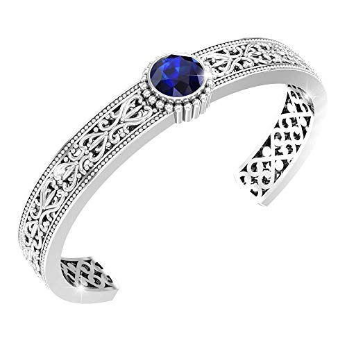 Red Garnet Gemstone Silver Bangle for Women's Jewelry