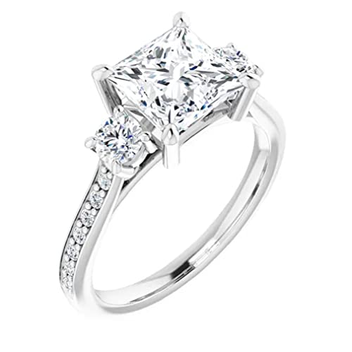 Princess Cut Moissanite Engagement Wedding Ring Set Vintage