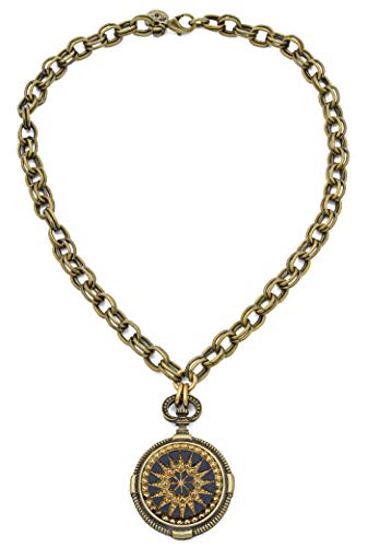 Victorian Vintage Brass Necklace with Dangle Pendant