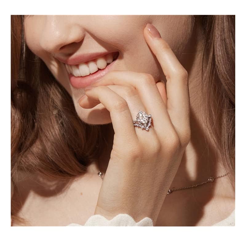 925 Silver Moissanite Engagement Rings Set V Shape