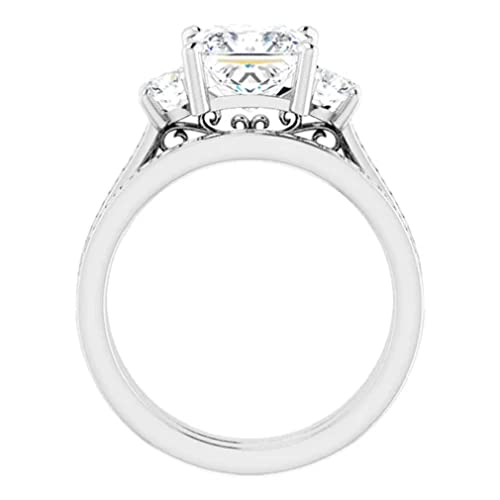 Princess Cut Moissanite Engagement Wedding Ring Set Vintage