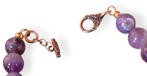 Brass Dragonfly Bracelet with Vintage Gear on Heart - Amethyst