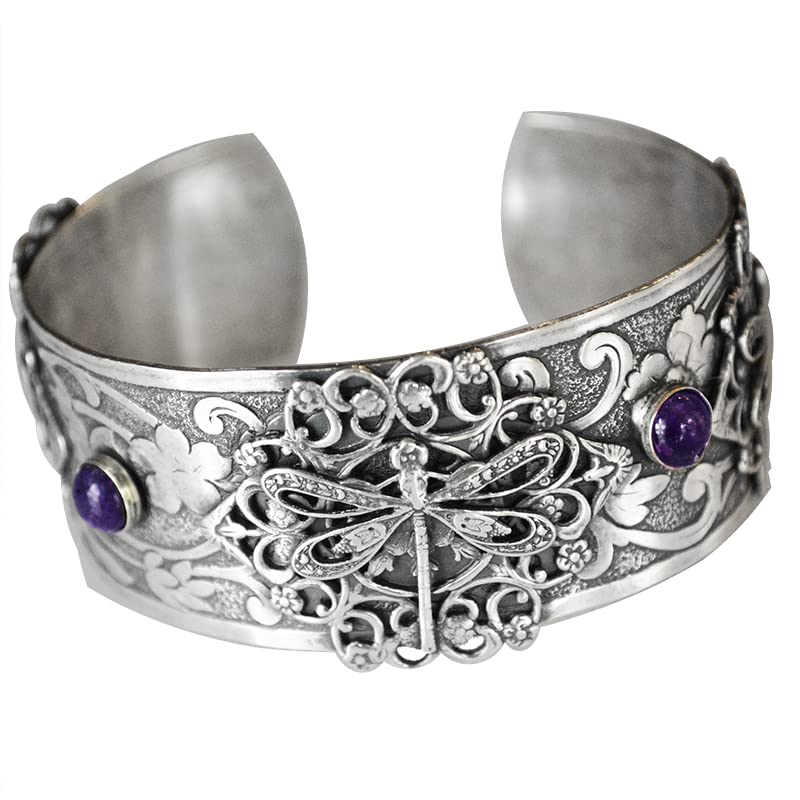 Elaine Coyne Victorian Dragonfly Cuff with Charoite