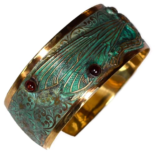 Elaine Coyne Dragonfly Cuff Bracelet with Genuine Garnet