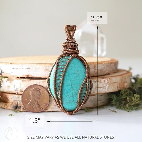 Handmade Turquoise Necklace with December Birthstone, Antique Bronze