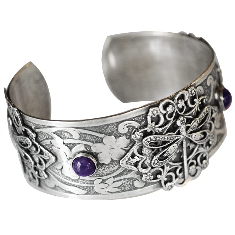 Elaine Coyne Victorian Dragonfly Cuff with Charoite