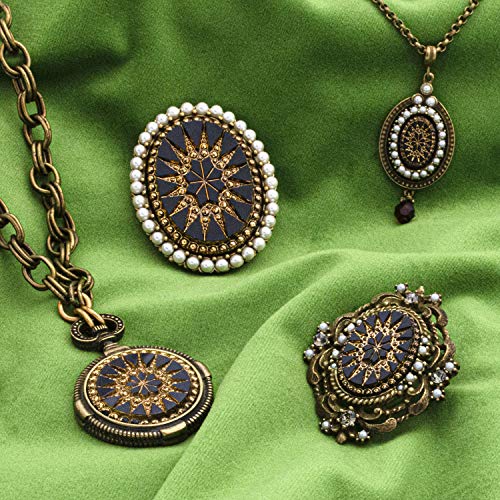 Victorian Vintage Brass Necklace with Dangle Pendant