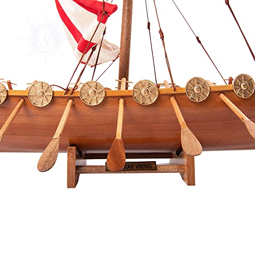 Premium Wood Drakkar Viking Boat Model: 25"x7"x20