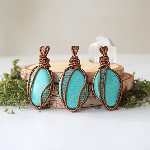 Handmade Turquoise Necklace with December Birthstone, Antique Bronze