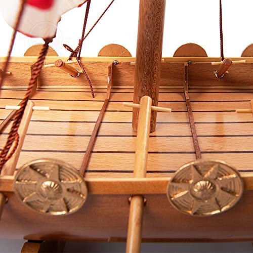 Premium Wood Drakkar Viking Boat Model: 25"x7"x20