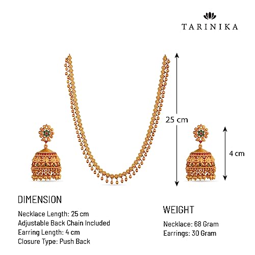 Antique Gold Plated Dara Long Necklace Set - Indian Jewelry for Ethnic Occasions