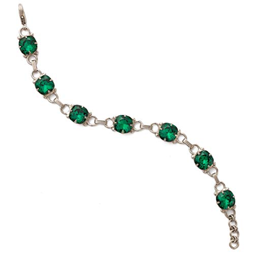 Sorrelli Eyelet Line Bracelet, Antique Silver Finish, Emerald
