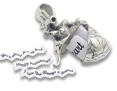 Anatomical Heart Necklace in Solid Sterling Silver 3D