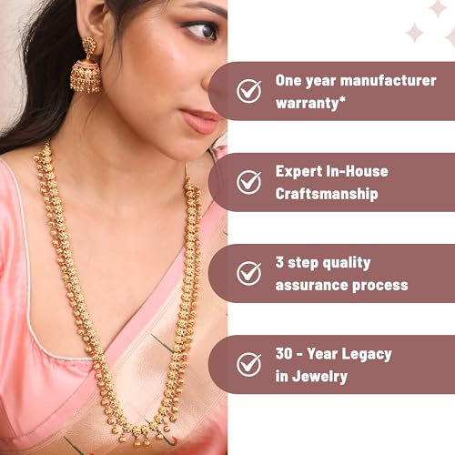 Antique Gold Plated Dara Long Necklace Set - Indian Jewelry for Ethnic Occasions