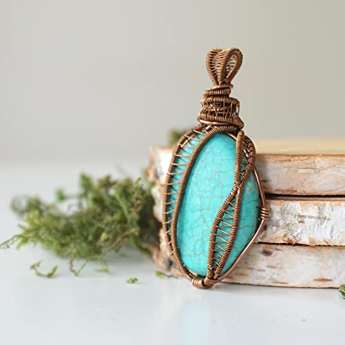 Handmade Turquoise Necklace with December Birthstone, Antique Bronze