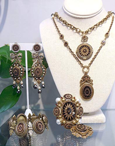 Victorian Vintage Brass Necklace with Dangle Pendant