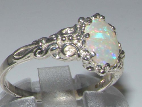 Opal Promise Ring - 925 Sterling Silver, Size 7.5