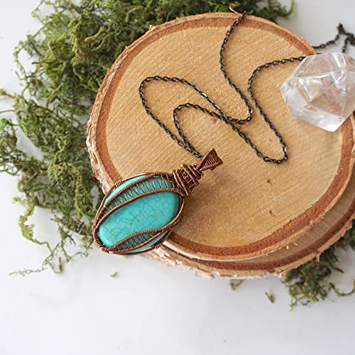 Handmade Turquoise Necklace with December Birthstone, Antique Bronze