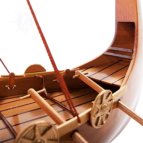 Premium Wood Drakkar Viking Boat Model: 25"x7"x20