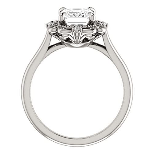 Vintage Antique 2 CT Emerald Cut Moissanite Ring Set