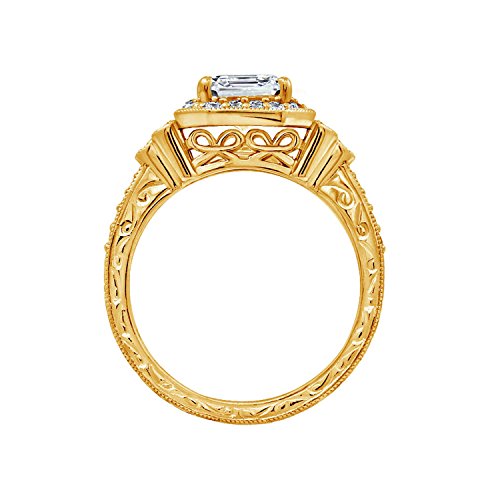 Yellow-Gold-Plated Sterling Silver Asscher-Cut CZ Ring (Size 9)