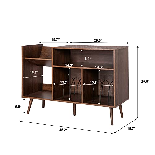 Mid-Century Modern Vinyl Record Storage Cabinet Stand