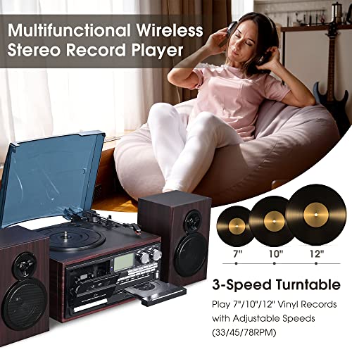 AW Classic Bluetooth Record Player with 2 Speakers