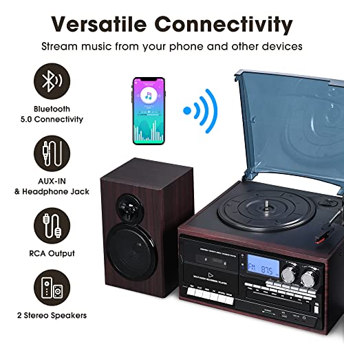 AW Classic Bluetooth Record Player with 2 Speakers