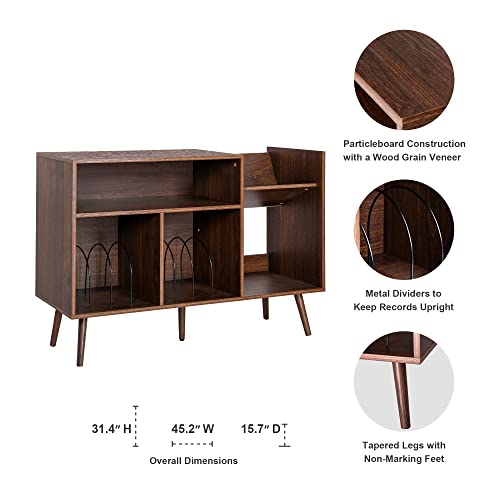 Mid-Century Modern Vinyl Record Storage Cabinet Stand