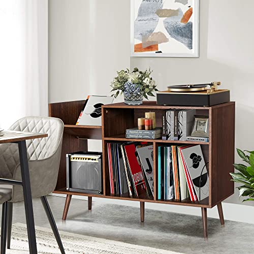 Mid-Century Modern Vinyl Record Storage Cabinet Stand
