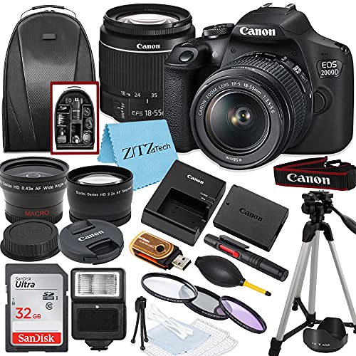 Canon EOS 2000D Rebel T7 Camera Bundle, Black