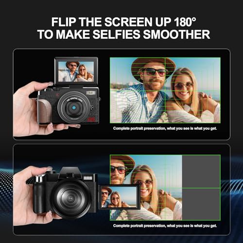 4K Vlogging Camera Bundle with Flip Screen, 32GB SD
