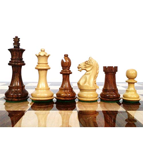 Golden Rosewood Fierce Knight Staunton Chess Set, 3.5-in