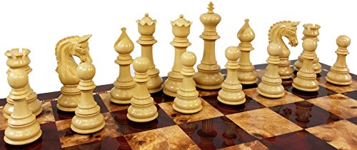Luxury Large Bud Rosewood Chess Set with Cherry Board