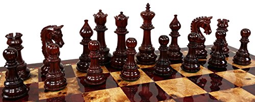 Luxury Large Bud Rosewood Chess Set with Cherry Board