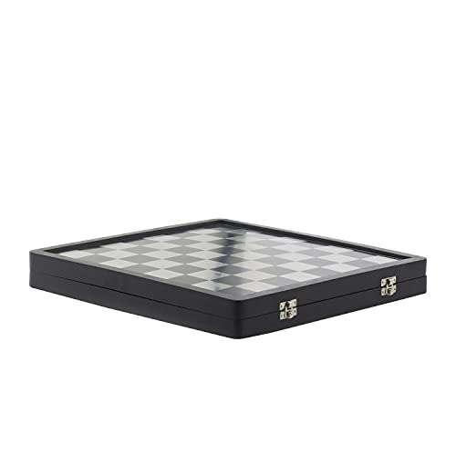 Aluminum Chess Game Set with Storage, 15"x16", Black