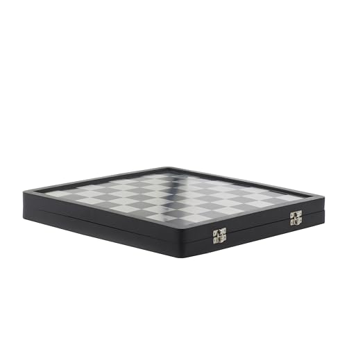 Aluminum Chess Game Set with Storage, 15"x16", Black