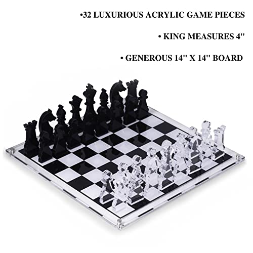 Luxurious Modern Acrylic Chess Set 14" Square